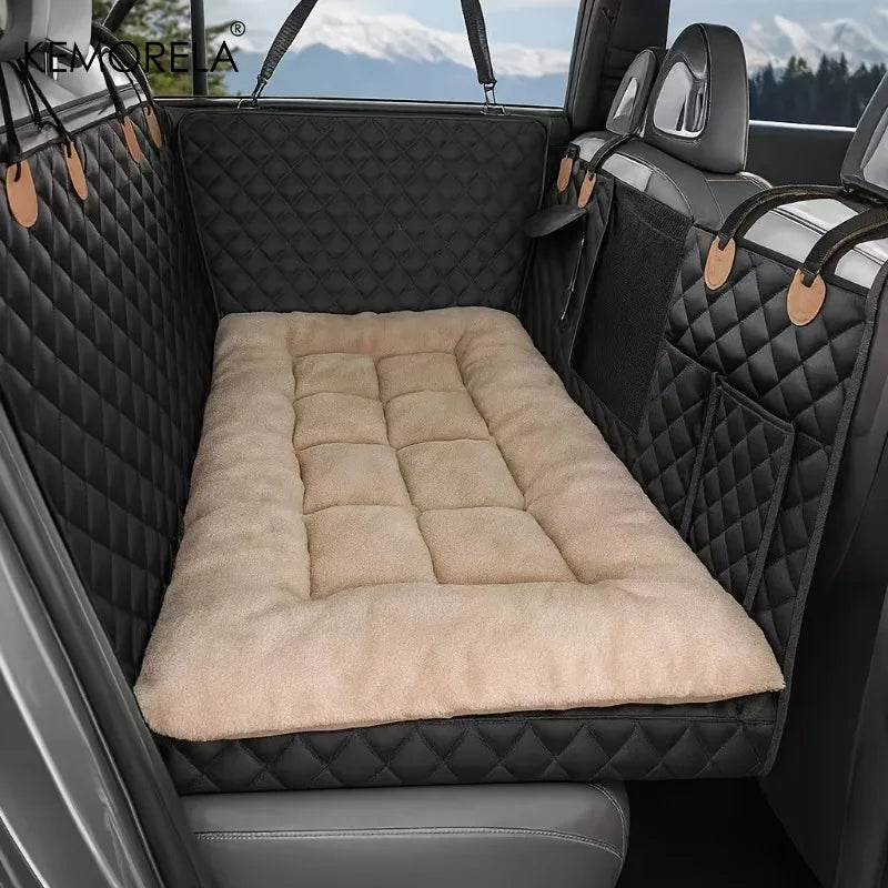 Tapis de siège de voiture pour chien d'hiver avec fond épais antidérapant pour lit de camion SUV berline-chaud pour les voyages sur route et lavable en machine