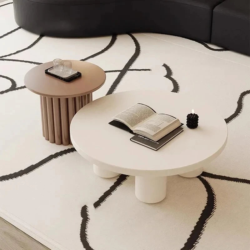 Minimalist Aesthetic White Wooden Round Side Table, Small Simple Coffee Table, Modern Design, Auxiliary Home Furniture