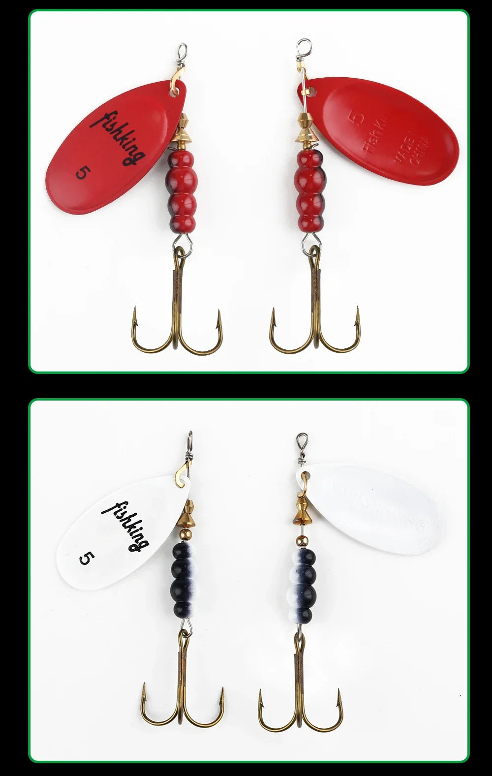 NGB métal leurre de pêche Spinner appâts 1 pièces 3.9g 4.6g 7.4g 10.8g 15g cuillère rotative leurres Spinners avec triples crochets brochet appâts