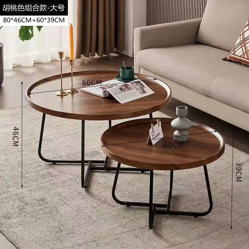 Multifunctional coffee table, modern minimalist living room, combined round side table for home