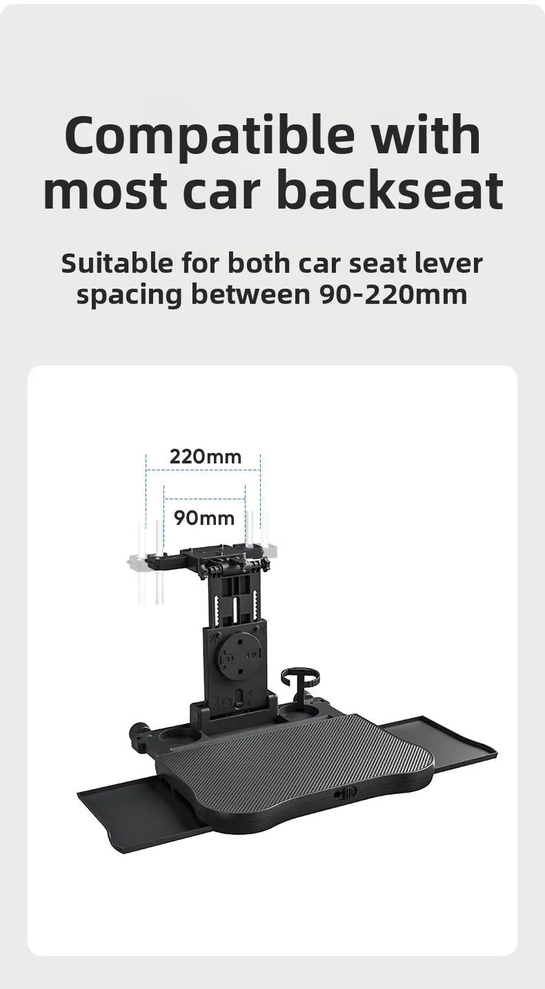 360 °   Table rotative pour plateau de voiture – Support de siège arrière en ABS, porte-ordinateur portable et porte-boissons pour les voyages sur route