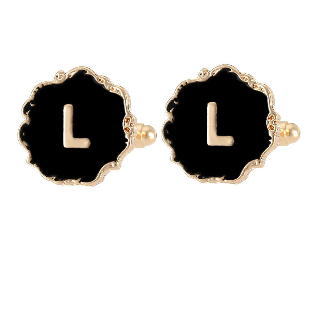 Boutons de manchette classiques pour hommes, 26 lettres initiales de l'alphabet, A B C D E F G H I J K L M N O P Q R S T U, bouton à manches V W X Y Z