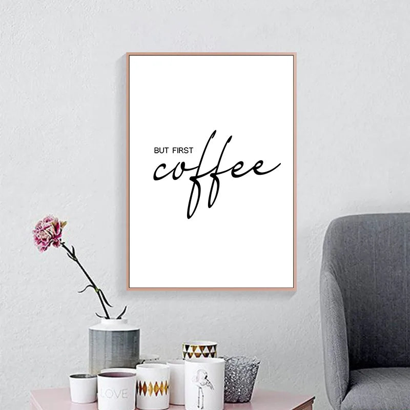 Decoración artística de pared de cocina, pero el primer cartel de café, estampado de "Bon Appétit", pintura en lienzo de arte mural en blanco y negro para comedor, decoración del hogar