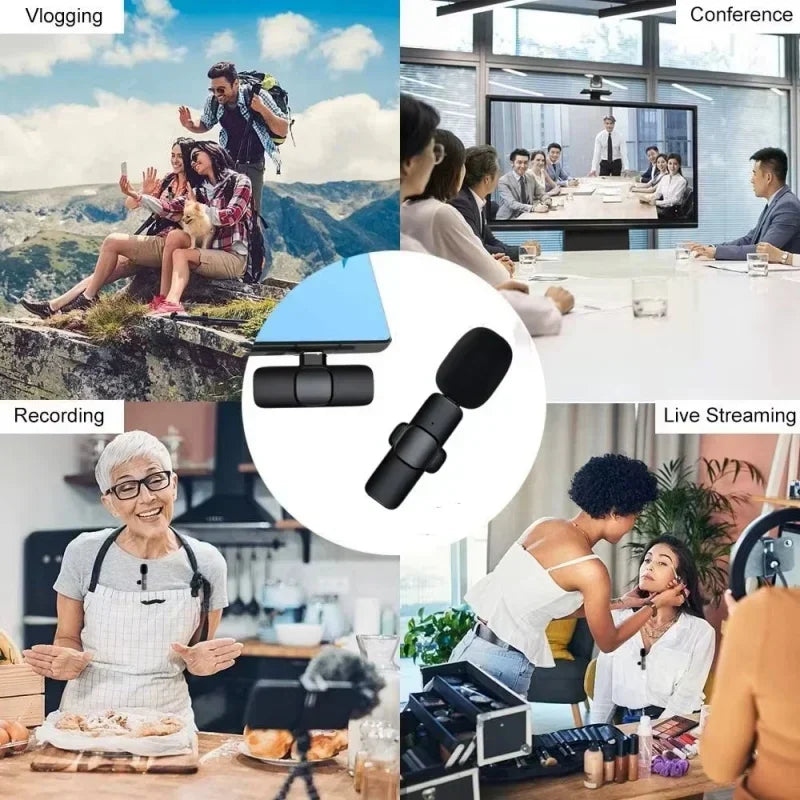 Micro Lavalier Sans Fil Portable — Enregistrement Audio/Vidéo, Streaming, Smartphones