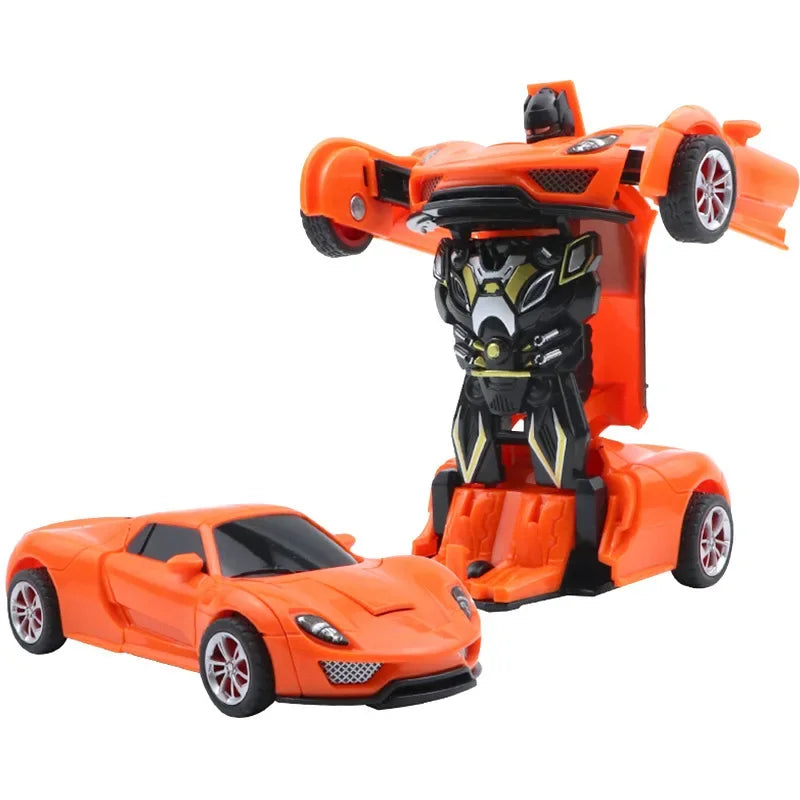 Coche de juguete de cambio de forma de impacto inercial para niños, robot Autobot de cambio de forma con un solo botón, rompecabezas de cambio de forma, colisión