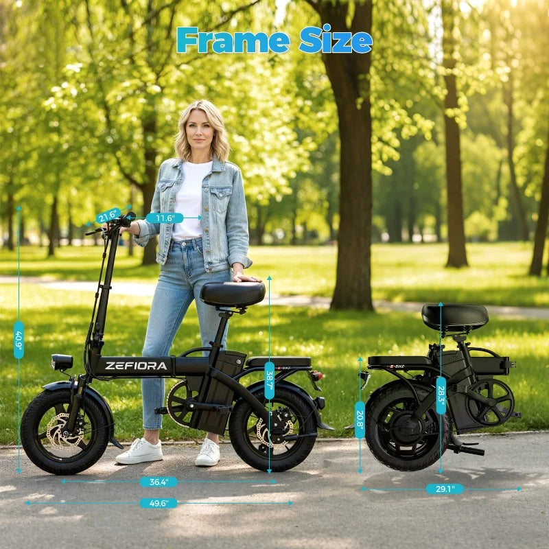 Vélo Électrique 1000W/2000W 48V Aluminium 14 Pouces — 30 Miles Homme Femme Ville