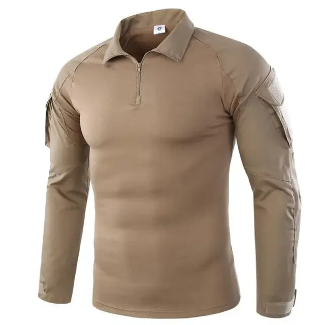 T-Shirts de randonnée tactiques en plein air pour hommes, Combat militaire de l'armée CP Camouflage à manches longues, chemise d'escalade de chasse, vêtements de Sport en coton