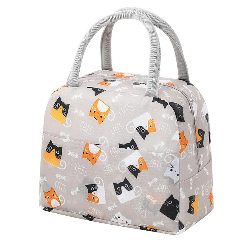Sac à lunch en toile isotherme portable pour femmes et enfants, motif fonctionnel, glacière, nourriture thermique, sacs de pique-nique