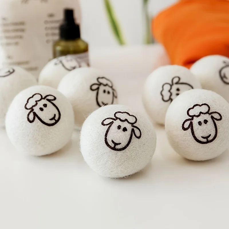 Reusable Wool Dryer Ball Fabric Softener Washing Machine Alternative Wrinkle Reducer Cleaning Supplies Gadget, 1 to 6 Pieces