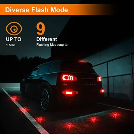 Paquet de 3 évasés de route LED clignotant voyant d'avertissement d'urgence USB Rechargeable aide Flash disque de sécurité en bord de route Base clignotante magnétique
