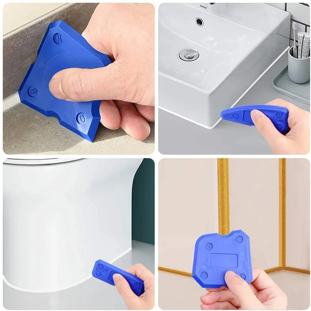 4 Pieces Glass Cement Scraper and Silicone Caulking Tools for Home, Hand Spatula for Home Cleaning, Finishing Tool, Grout Filler, Sealant Spreader