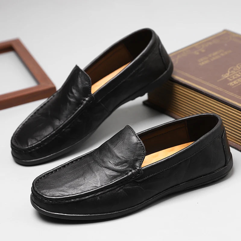 Mocassins Italiens en Cuir Véritable Homme — Élégance & Confort