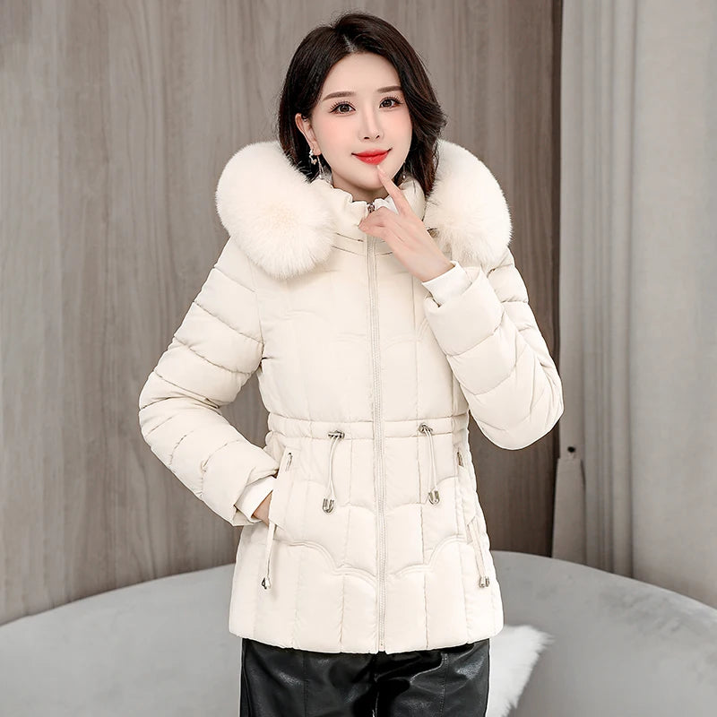 Winter 2025 new down jacket women Parkas fashion high quality warm cotton padded coat ladies short hooded overcoat tops