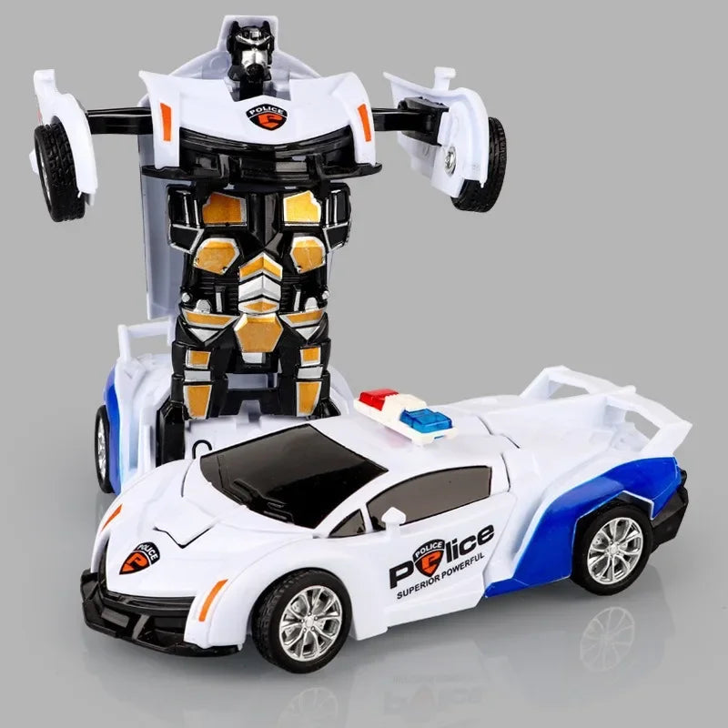 Coche de juguete de cambio de forma de impacto inercial para niños, robot Autobot de cambio de forma con un solo botón, rompecabezas de cambio de forma, colisión