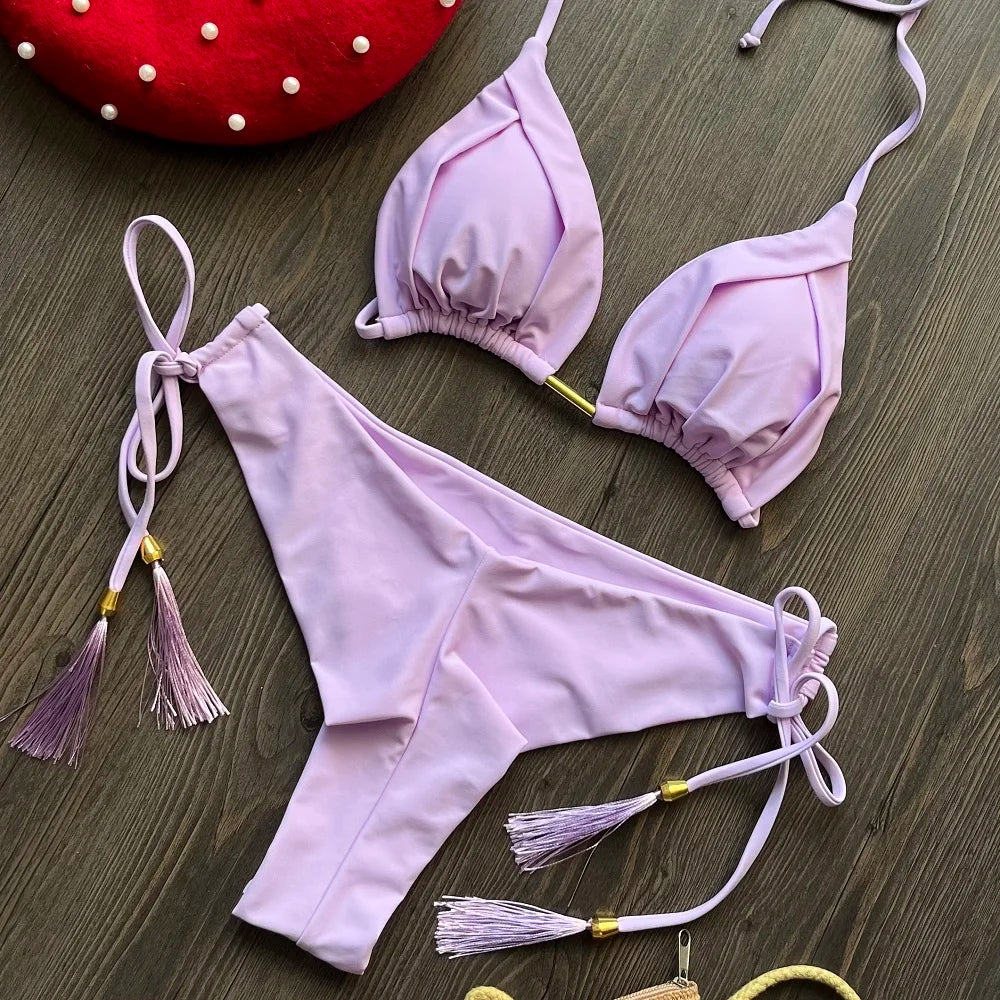 RUOTONGSEPT 2025 nouveau Sexy 13 couleurs Triangle maillot de bain pour femmes brésilien Bikinis maillots de bain Push Up maillot de bain plage Bikini ensemble