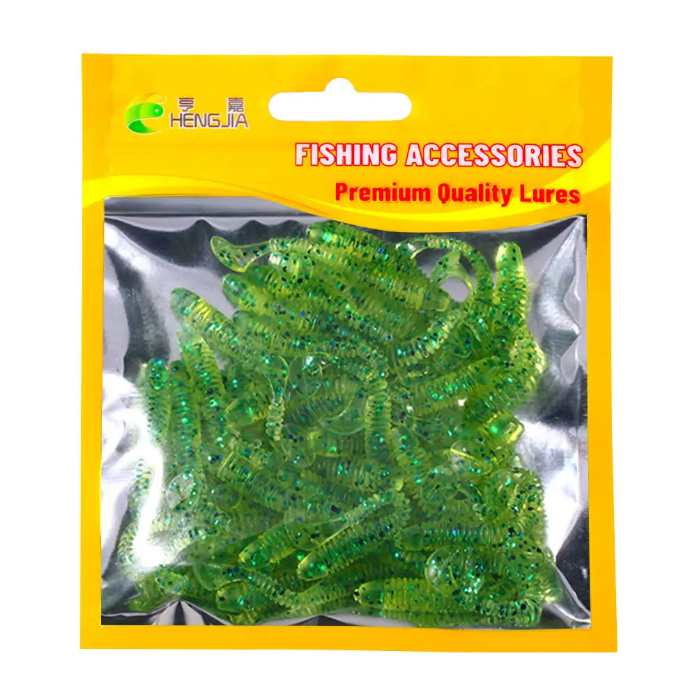 Hengjia 10-50pcs/lot 4.5CM Small Soft Silicone T-Tail Worm Swimbait Lure Fishing Tackle for Carp Black-bass Pike