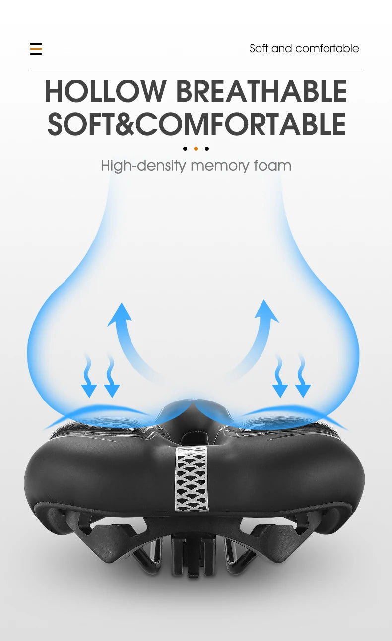 Selle vélo route et VTT en PU — respirante, souple, coussin ergonomique, course