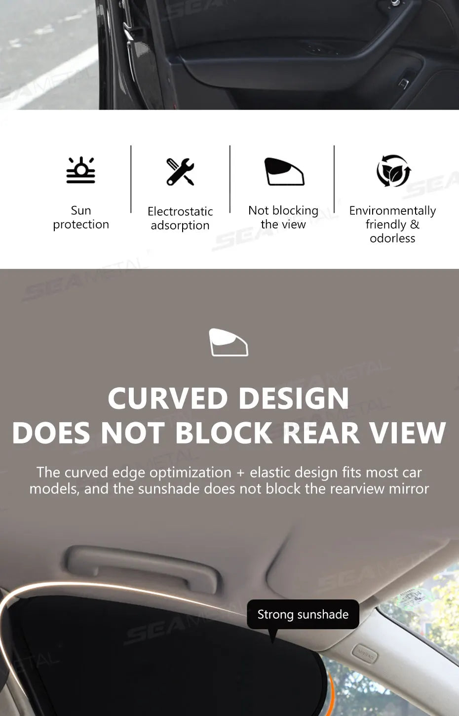 Pare-soleil électrostatique pour fenêtre latérale de voiture — 4 couches, anti-éblouissement, protection UV