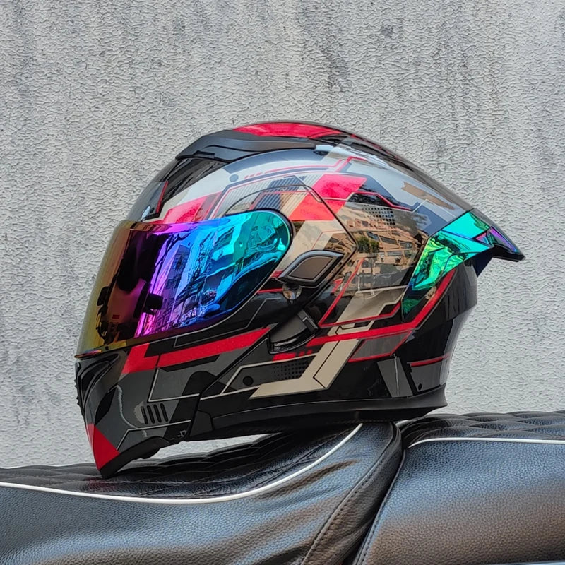Cascos de moto ORZ doble visera, casco modular abatible aprobado por DOT, casco integral de motocicleta de carreras, casco de motocross DOT