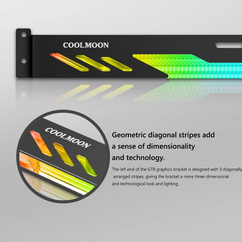 COl'hyMOON-Support de carte vidéo pour ordinateur, support GPU horizontal GT8, support de boîtier PC, kit de refroidissement, 5V ARGB