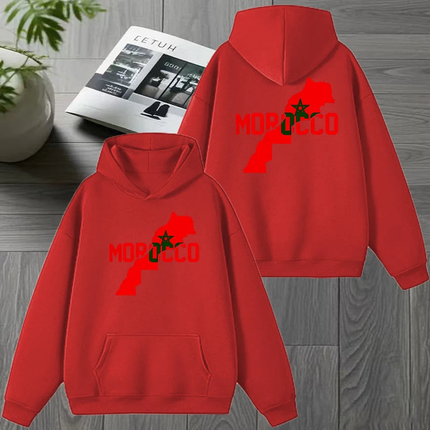 Automne hiver maroc harajuku nouveau en Double face imprimé sweat à capuche noir hommes femmes polaire pull décontracté unisexe mode sweat