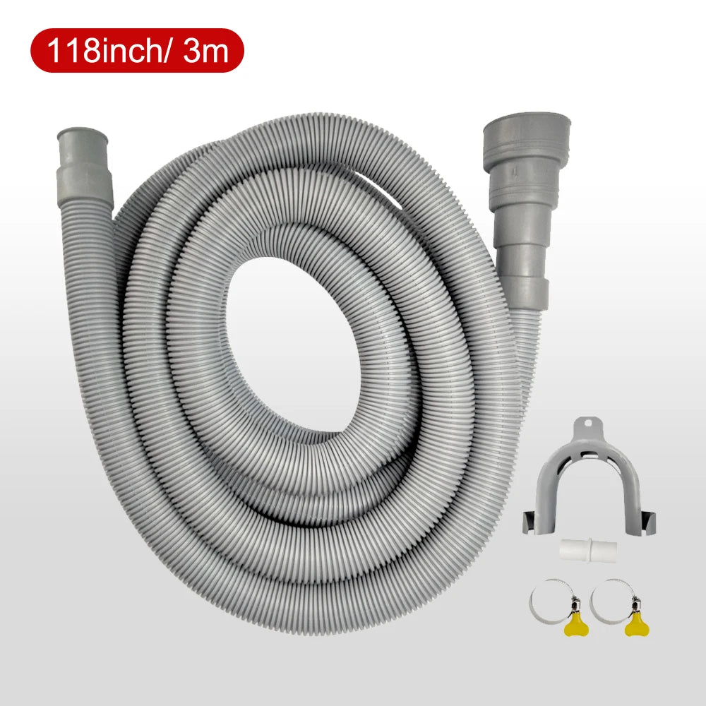 Kit de manguera de drenaje para lavadora y lavavajillas, que incluye manguera corrugada flexible, adaptador de extensión y abrazadera, 1 unidad