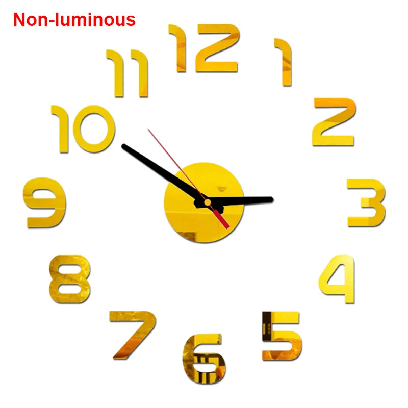 Reloj de pared, reloj de pared luminoso DIY, reloj de cuarzo, pegatinas de espejo acrílico, reloj de pared, decoración de pared, decoración cálida del hogar.