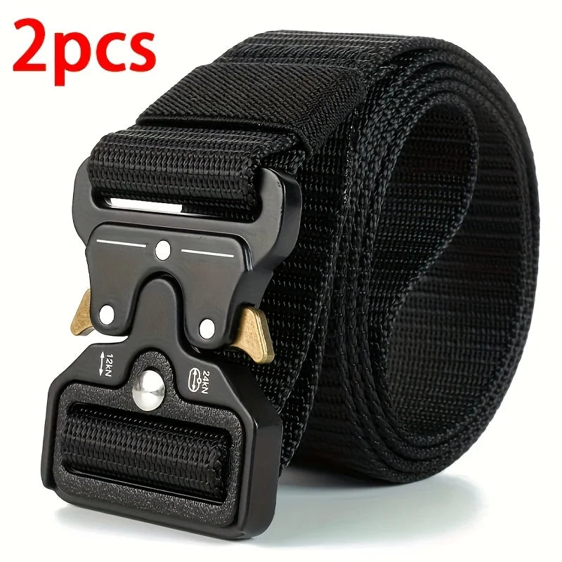 Cinturones tácticos multiusos para hombre, duraderos, diseño ajustable, para entusiastas de los deportes al aire libre, combina con jeans, para hombres y mujeres, 1 pieza/2 piezas
