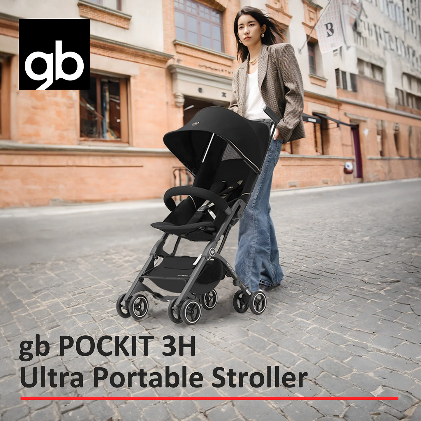 GB Pockit 3H baby Stroller (includes free armrest), All-Terrain, Lightweight Stroller, Travel-Friendly, for Babies and Toddlers