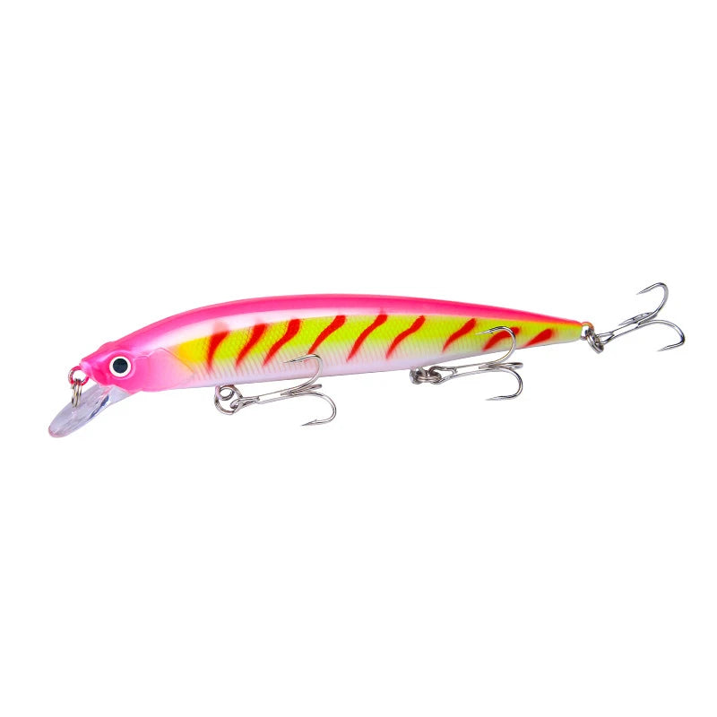 1 pièces leurre de pêche Wobbler réaliste yeux 3D 14 cm/18.5g vairon appât dur artificiel matériel de pêche leurre flottant avec 6 #   Crochets