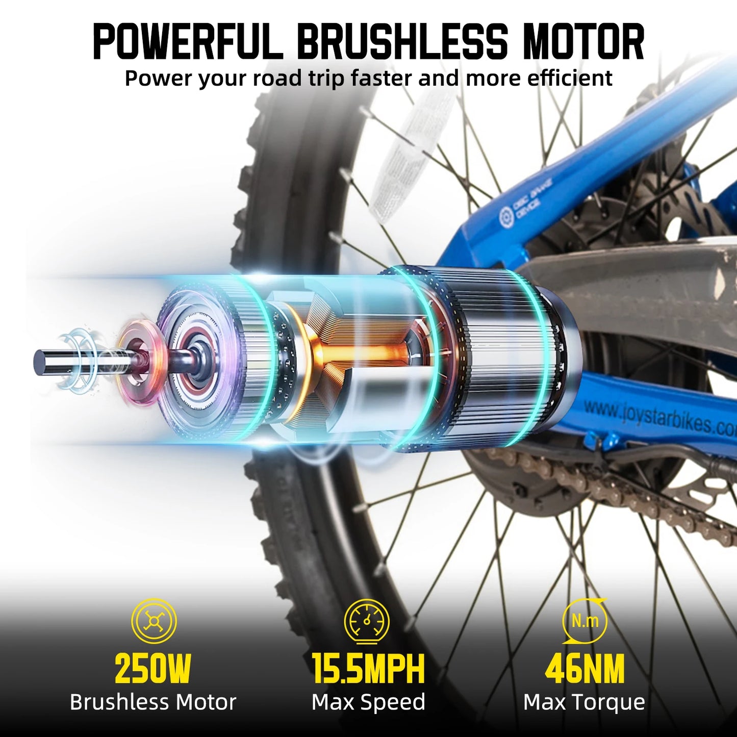 JOYSTAR Electric Bike for Kids Teens 7+ Years Old with 250W Motor, 15 Miles 15 MPH Electric Mountain Bike Safe Mini Electric Bikes