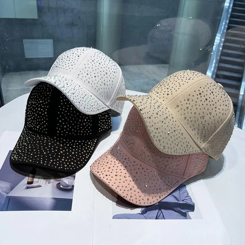 Men and Women Rhinestone Baseball Cap, Cotton, Diamonds, Hip Hop Snapback, Outdoor Visor, Sun Hats