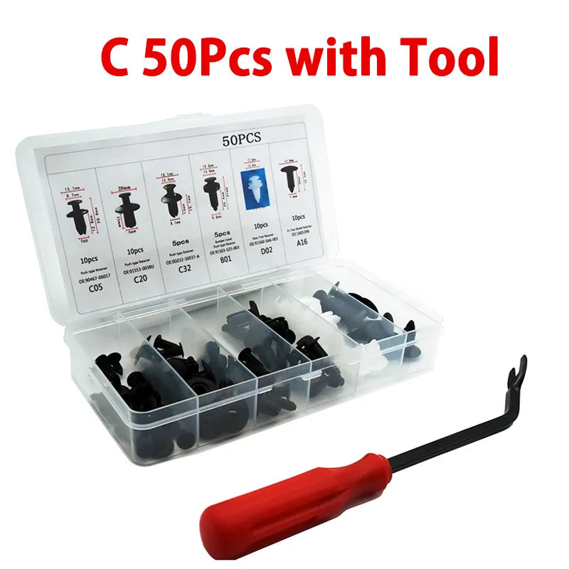 Kit de sujeción para panel de guarnecido de puerta de parachoques de coche, clip de sujeción automático mixto, empujador de carrocería, retenedor, pasador, remache, clips de coche, embalaje en caja o bolsa