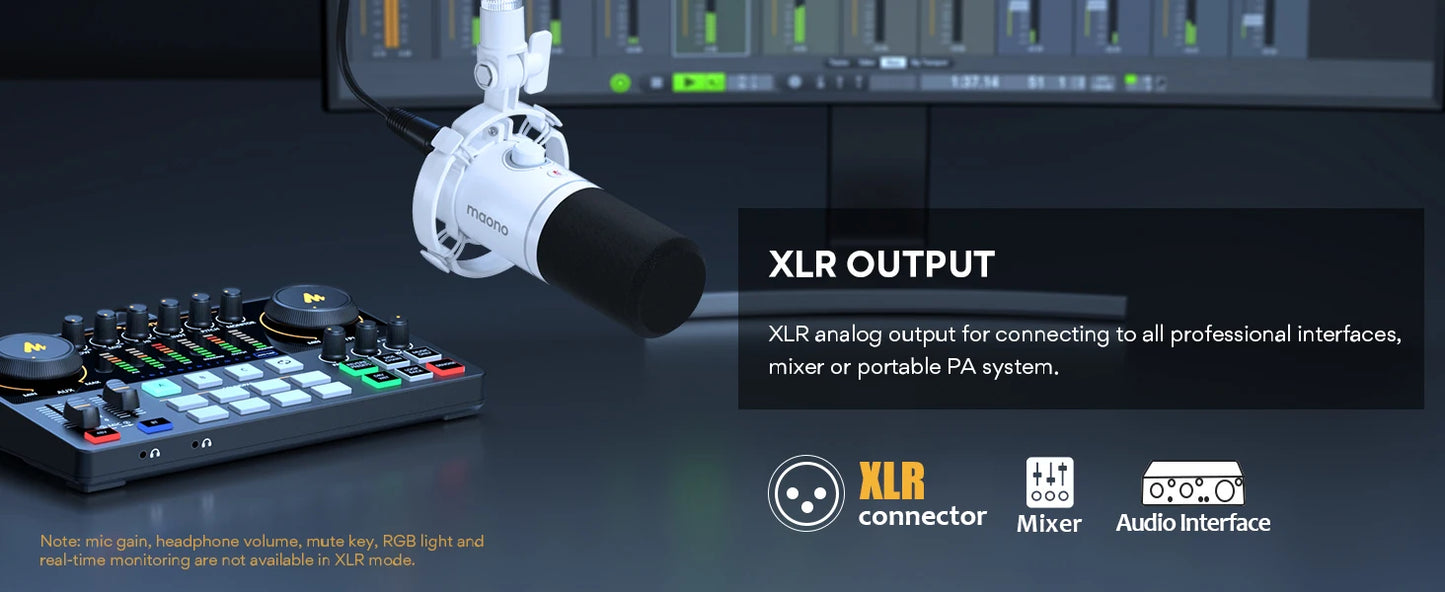 MAONO PD200X – Microphone dynamique XLR/USB avec bouton de gain et Tap-to-Mute pour gaming et streaming