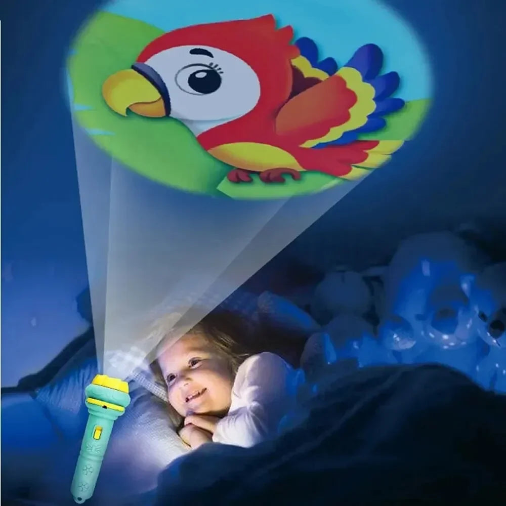 Lampe de Poche Projecteur Enfants — 10 Cartes, 80 Modèles, Jouet Coucher Dessin Animé, Cadeau