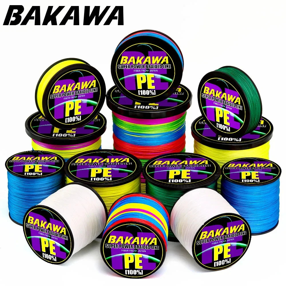 BAKAWA-Lignes de pêche tressées, Multimessieurs, Fil de carpe, Degré de conversion, PE, 4 brins, Japon, 100m, 300m, 500m, 1000m