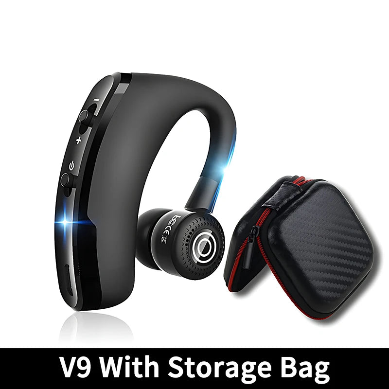 Auriculares Bluetooth VAORLO V9 deportivos para conducir, auriculares inalámbricos con micrófono HD, llamadas manos libres estéreo, auriculares de negocios Muics V8