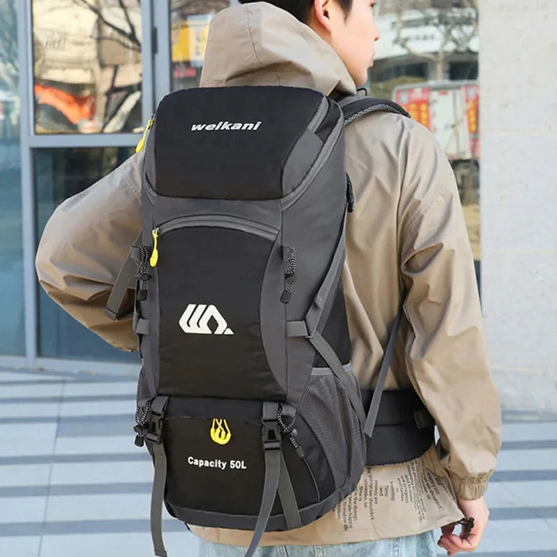 Sac à dos d'escalade en nylon pour homme, sac à dos de camping, sac à dos de randonnée, sports de plein air, canadisme, trekking initié, sac à dos de voyage, 50l