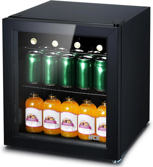 Mini frigo silencieux 48L — 0-15°C, porte vitrée transparente, mini bar, cuisine, noir