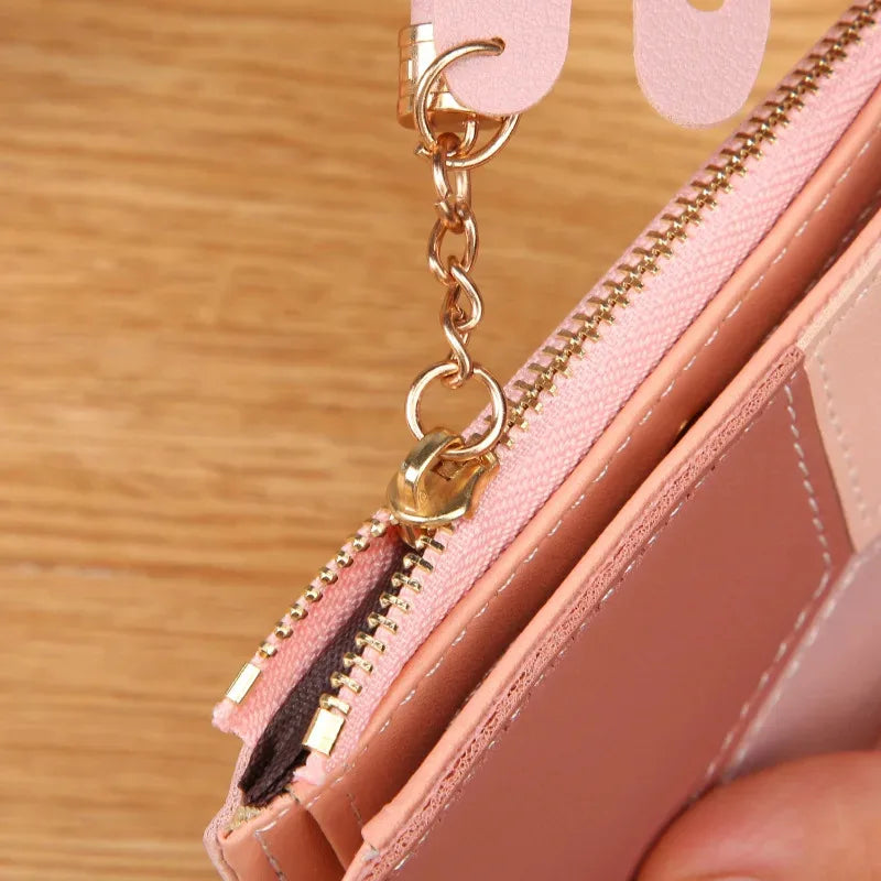Portefeuille Femme Cuir Zipper — Porte-Monnaie Porte-Carte Téléphone Pochette