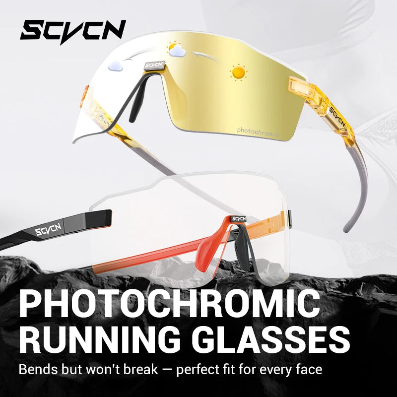 Lunettes de cyclisme photochromiques SCVCN pour hommes et femmes, lunettes de vélo de route et de VTT, lunettes de randonnée décontractées, coupe-vent