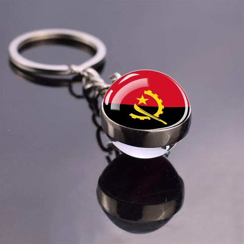 Porte-clés drapeau africain, algérie, somalie, tunisie, maroc, egypte, drapeau National, pendentif boule de verre Double face, cadeau