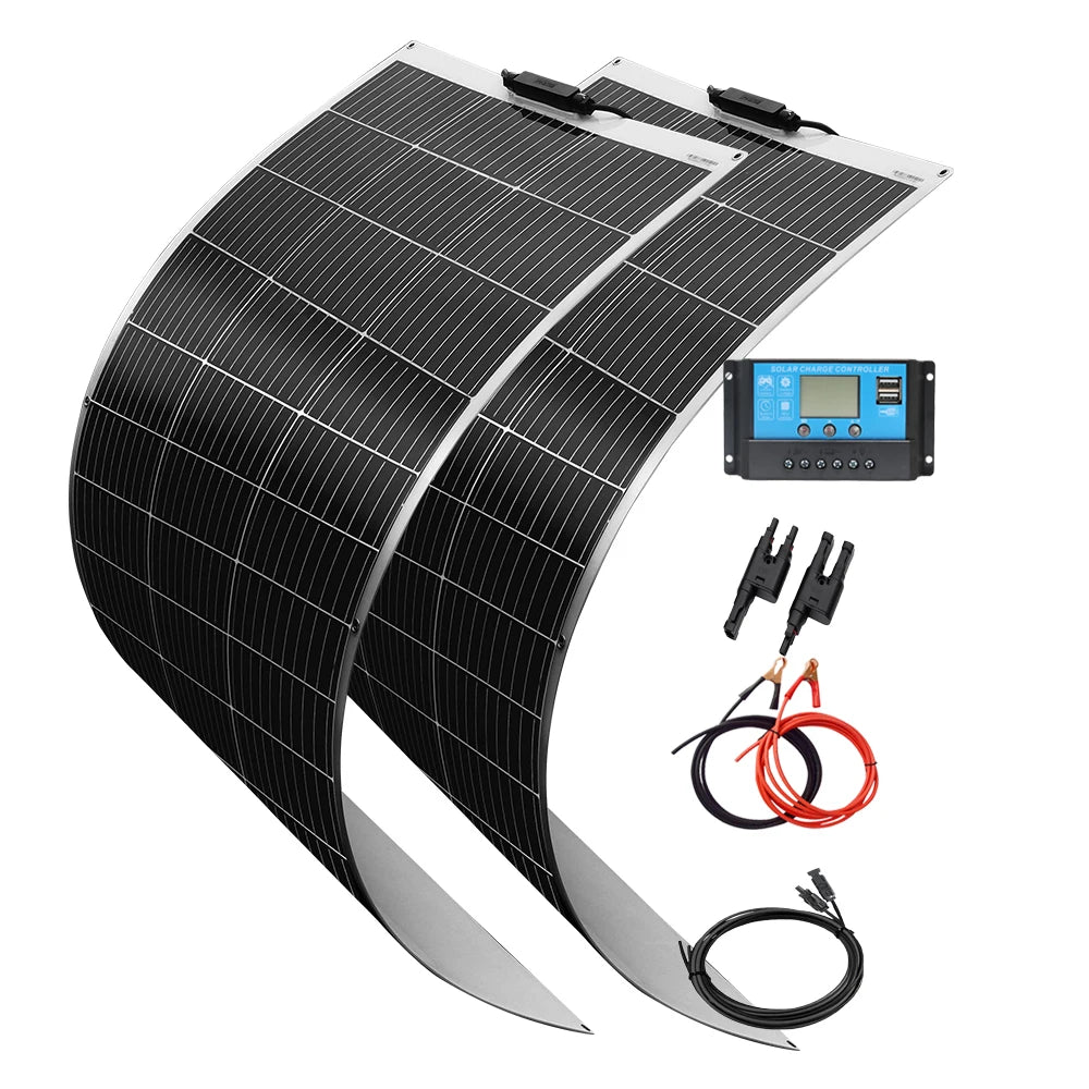 Panneau solaire souple 120W 12V monocristallin — semi-flexible, camping-car, van, bateaux, surfaces inégales