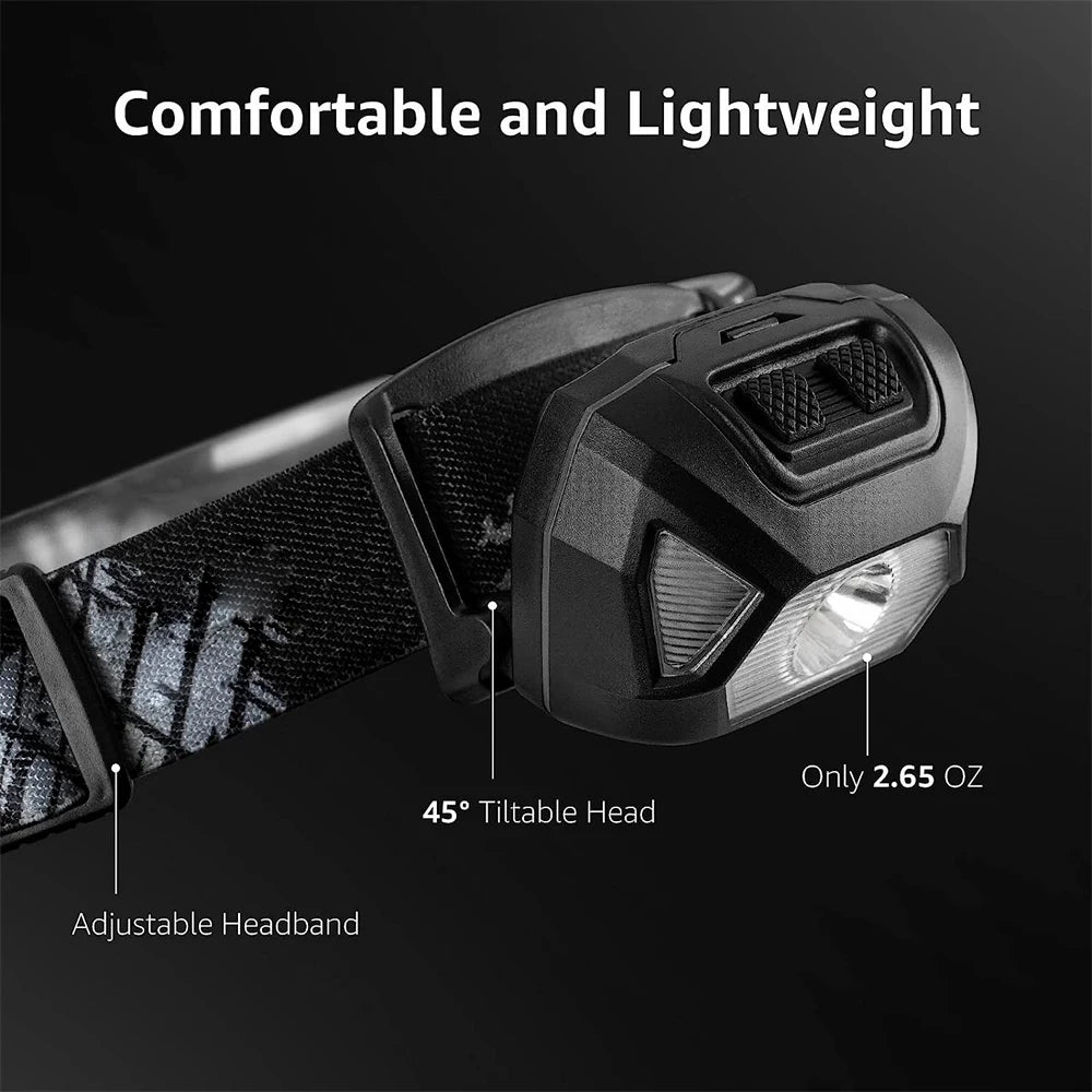 6 Modes Usb lampe frontale Rechargeable IPX4 étanche phares lampes de poche lampe frontale LED avec lumière rouge verte pour la pêche en plein air