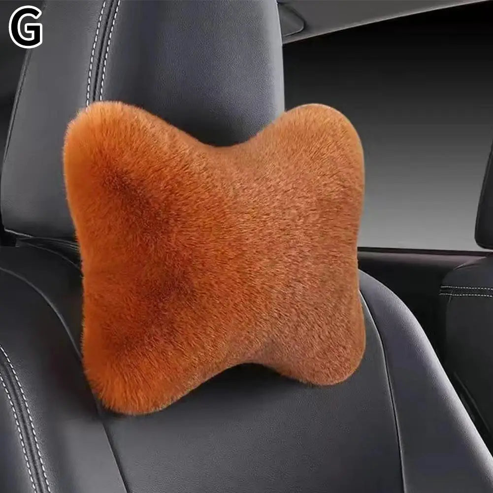 Reposacabezas de asiento de coche de felpa, 8 colores, reposacabezas de coche, cojín de felpa, cálido y cómodo, accesorios de soporte de almohada de cintura, invierno