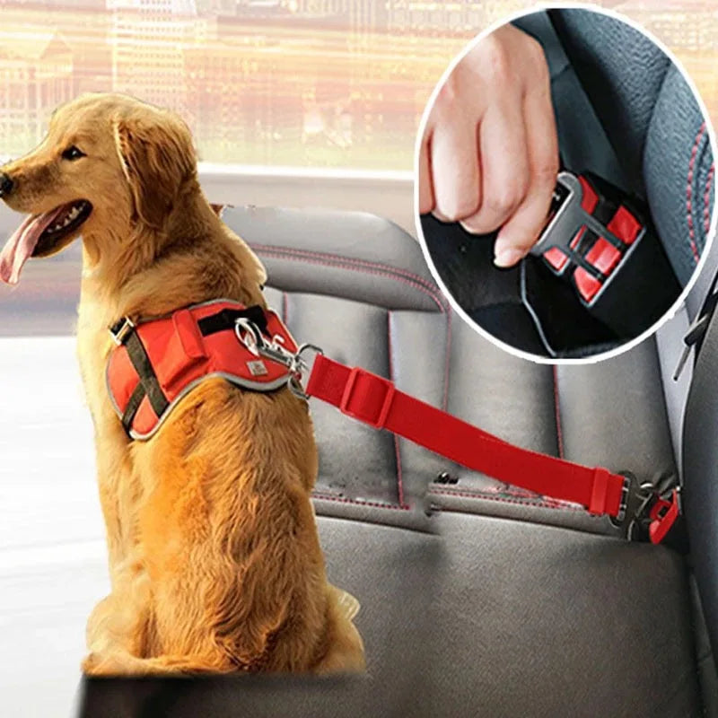 Accesorios ajustables para perros, cinturón de seguridad para mascotas, gatos, perros, asiento para mascotas, arnés de vehículo, clip de plomo, palanca de seguridad, collares de tracción para perros