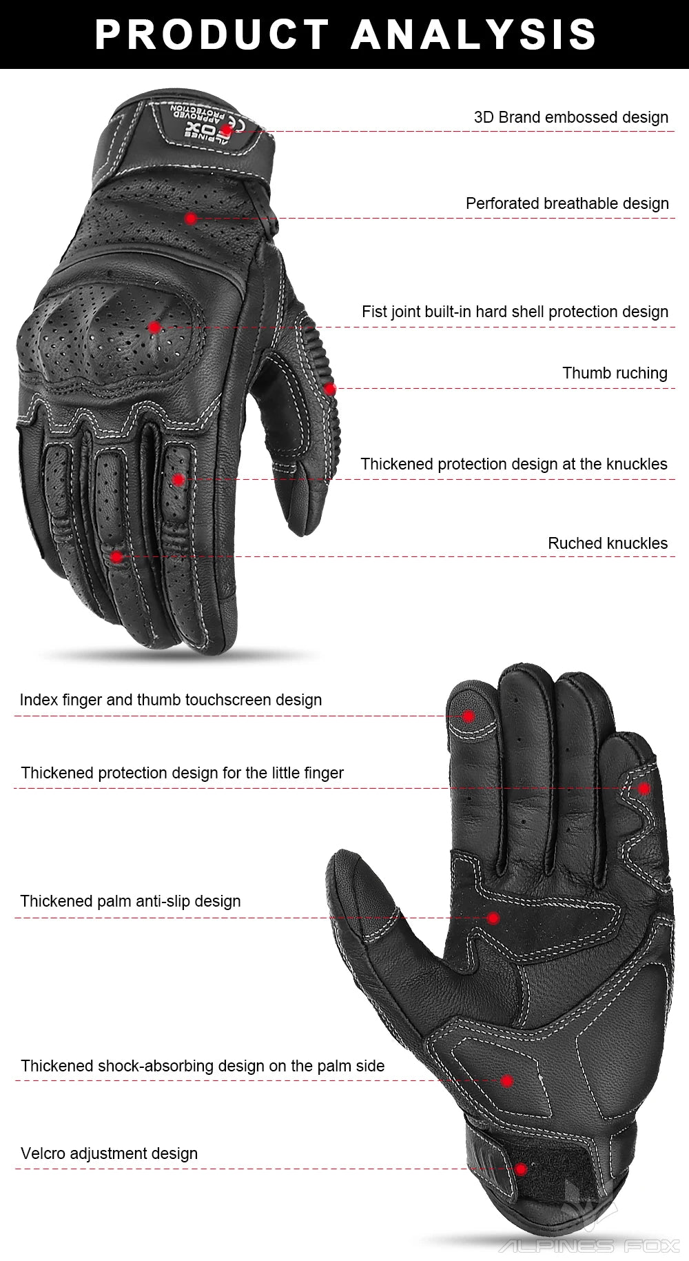 Gants moto en cuir marron vintage pour homme — certification CE, écran tactile, motocross, course