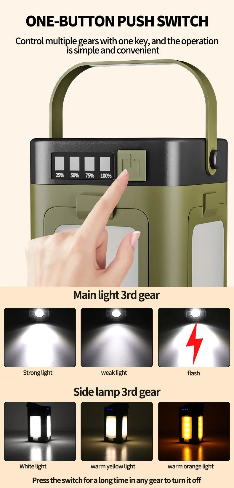 Lanterne de camping pliable multifonctionnelle à 4 feuilles, rechargeable par énergie solaire, grande capacité, lumière d'urgence portable pour l'extérieur