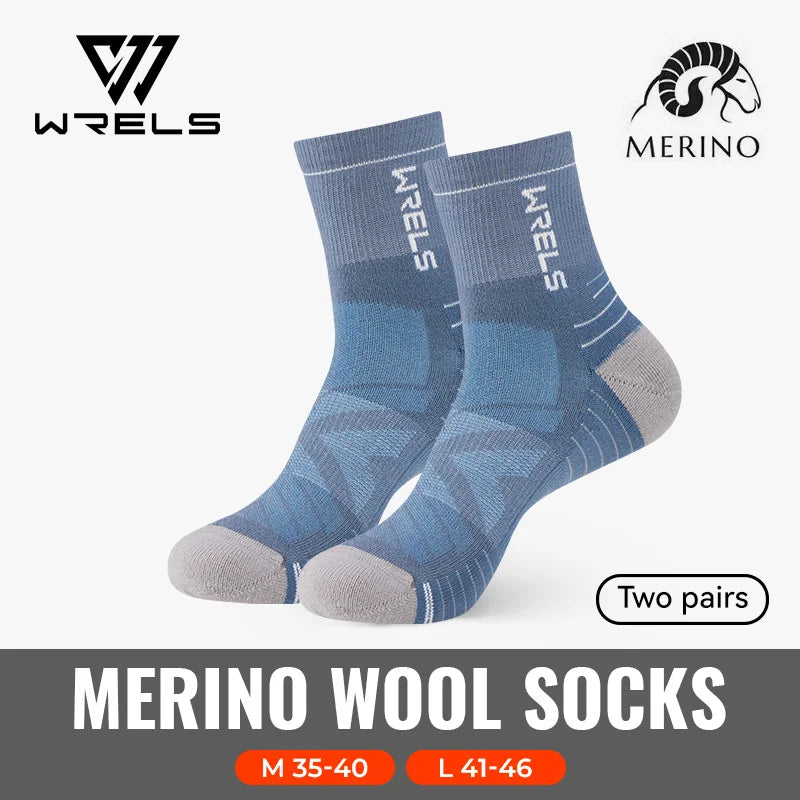 WRELS 1/2/3 paires chaussettes en laine mérinos thermique chaud hiver haute élastique épais chaussettes de randonnée Absorption d'humidité chaussettes de sport en laine