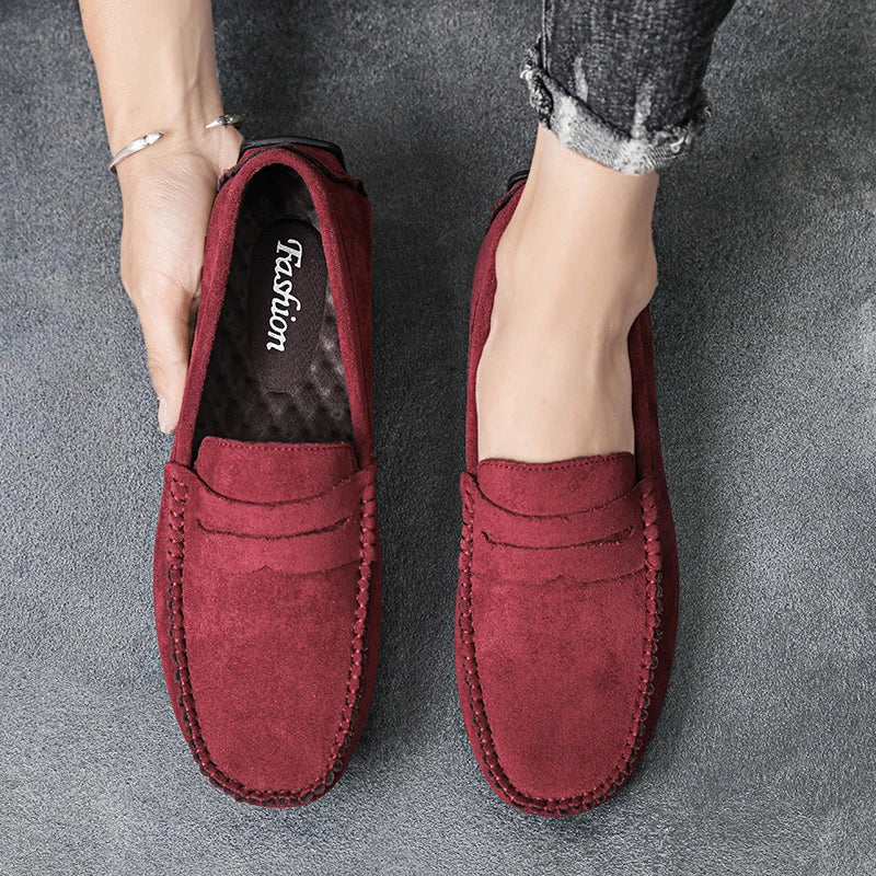 Men's Suede Casual Shoes Breathable Comfort Slip-on Driving Shoes Luxury Brand Men's Loafers Men's Lazy Shoes Moccasins